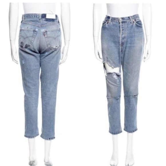 Re/Done Levi’s Jeans Relaxed Straight Leg Crop Ankle Jeans size 27 - Picture 1 of 16